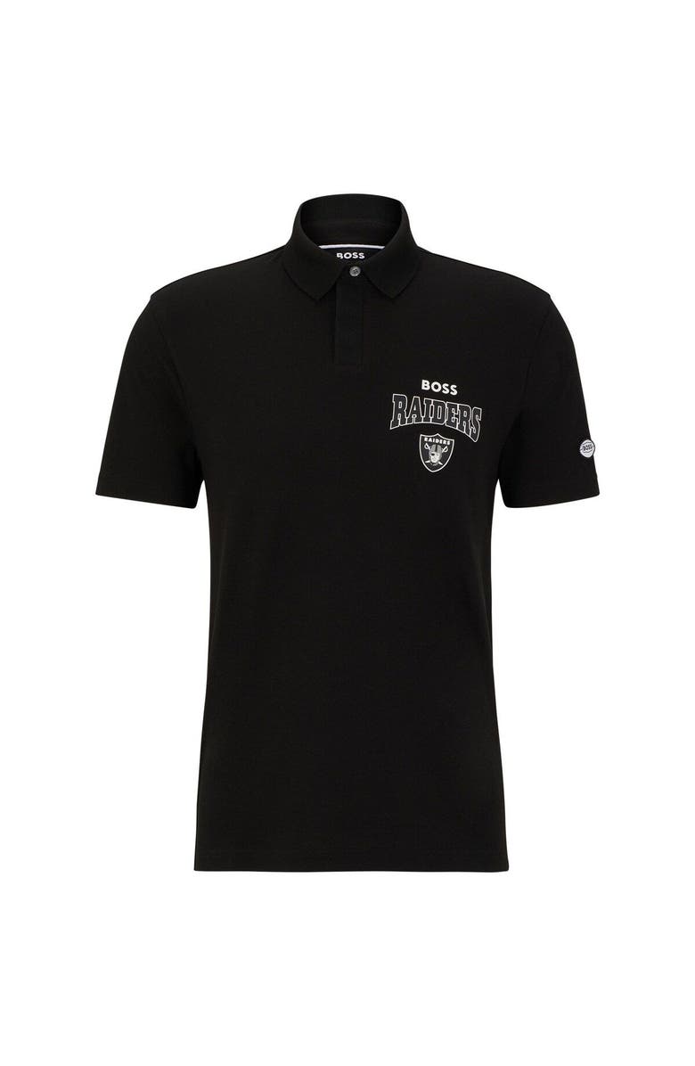 Boss X NFL Men's BOSS X NFL Black/White Las Vegas Raiders Punter Polo, Main, color, Black