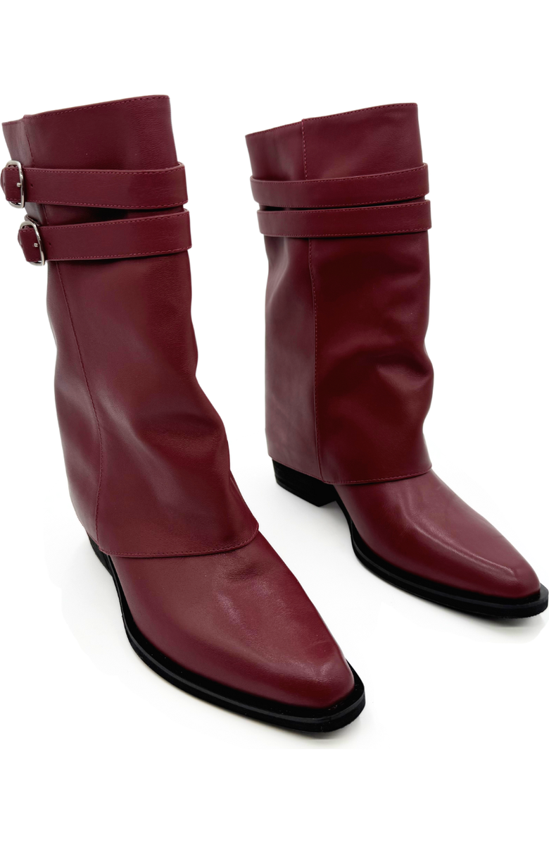 Amie Rafa Alma Foldover Leather Boots, Alternate, color, Burgundy