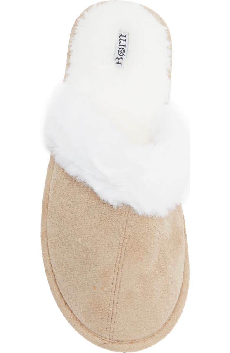 Børn Faux Suede & Faux Fur Scuff Slipper, Alternate, color, Latte