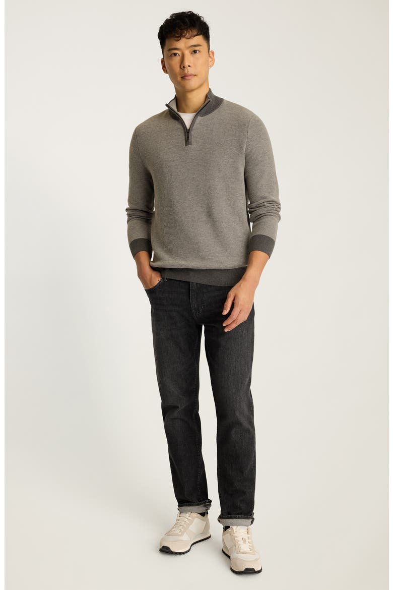 Honeycomb Cotton & Cashmere Quarter Zip Sweater, Alternate, color, ASHES GC FLANNEL GC