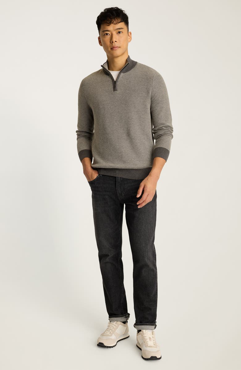 Bonobos Honeycomb Cotton & Cashmere Quarter Zip Sweater, Alternate, color, Ashes Gc Flannel Gc