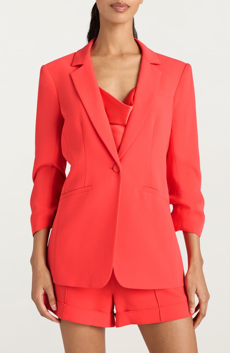 Cinq à Sept Khloe Ruched Sleeve Blazer, Main, color, Cherry Lemon