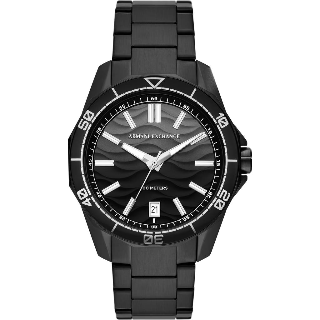 Armani Exchange Round Face 44mm In Black