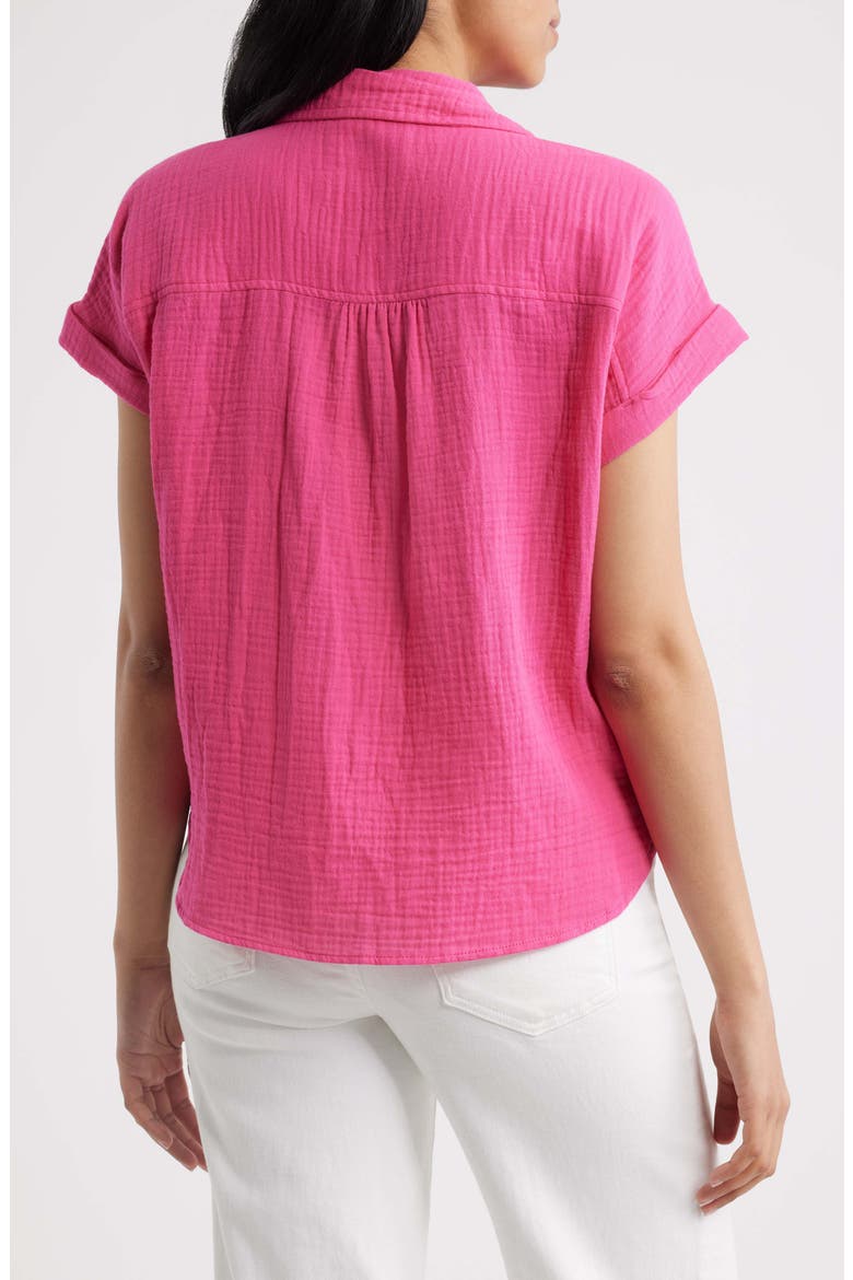 Devin Gauze Shirt, Alternate, color, HOT PINK