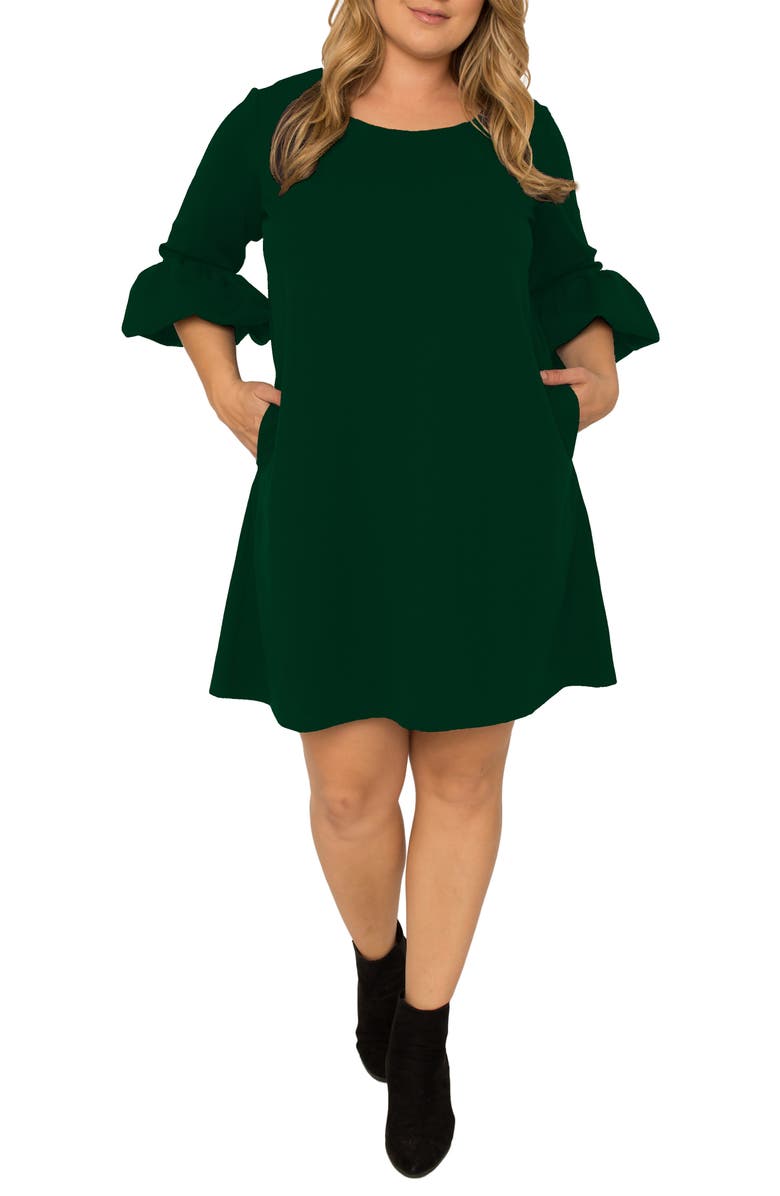 Standards & Practices Stella Crepe Knit Dress, Main, color, Hunter Green