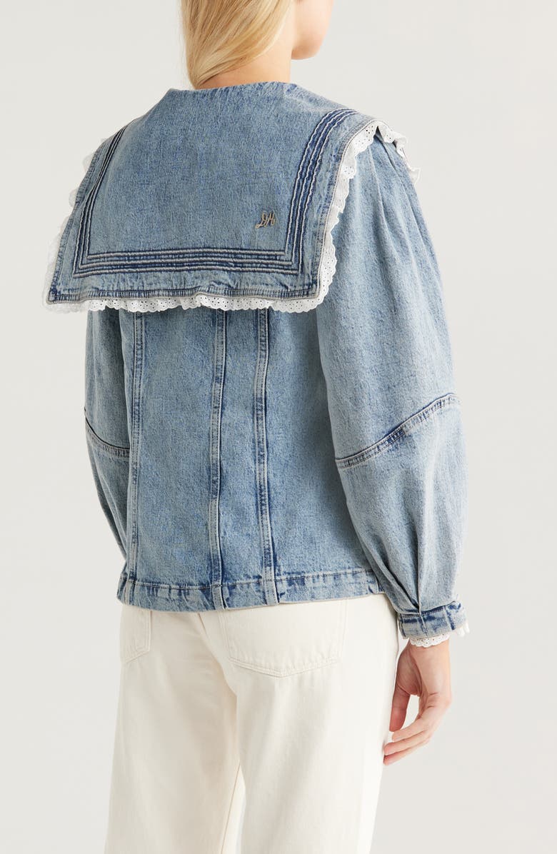 Broderie Anglaise Ruffle Sailor Denim Jacket
