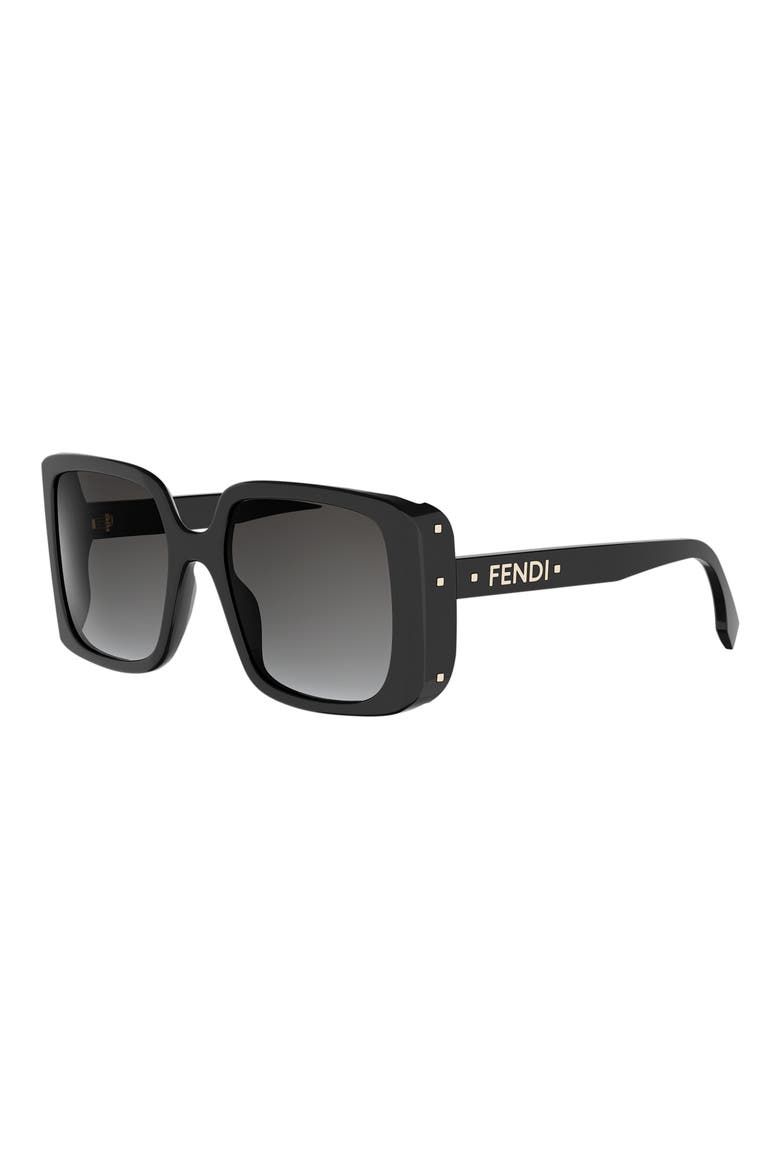 Frame 55mm Square Sunglasses, Alternate, color, SHINY BLACK / GRADIENT SMOKE