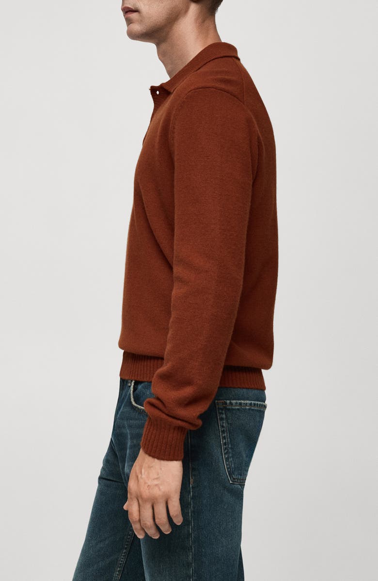 MANGO Wide Rib Trim Polo Sweater, Alternate, color, 