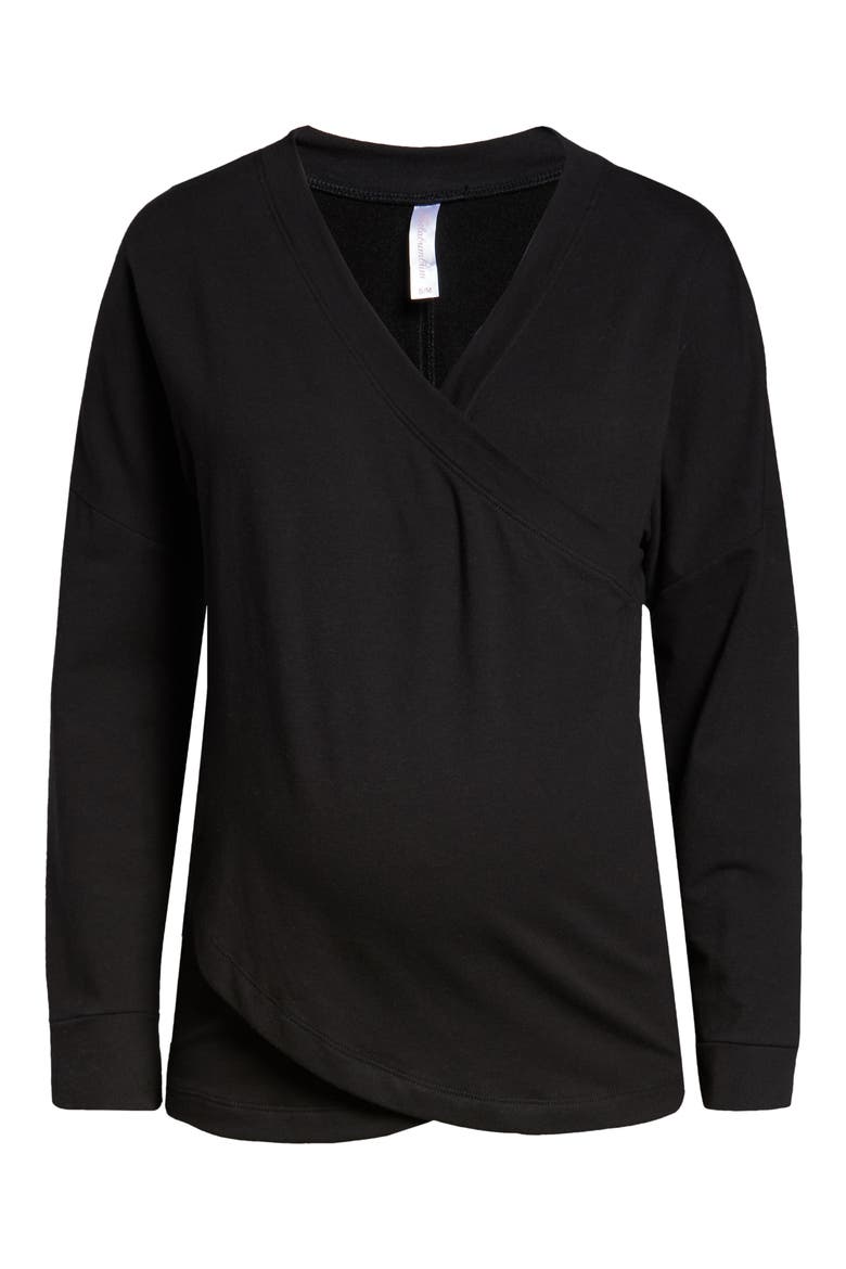 Athleisure Nursing/Maternity Top, Alternate, color, BLACK