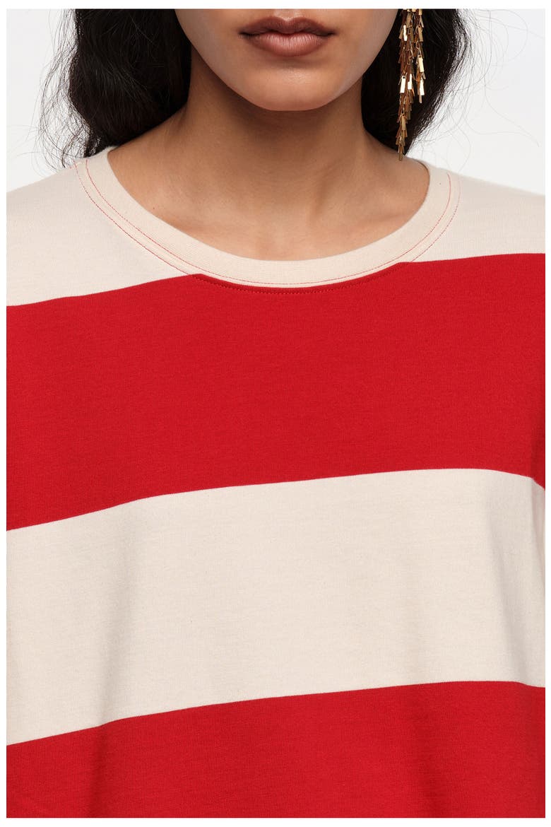 Loose-fit striped T-shirt., Alternate, color, RED