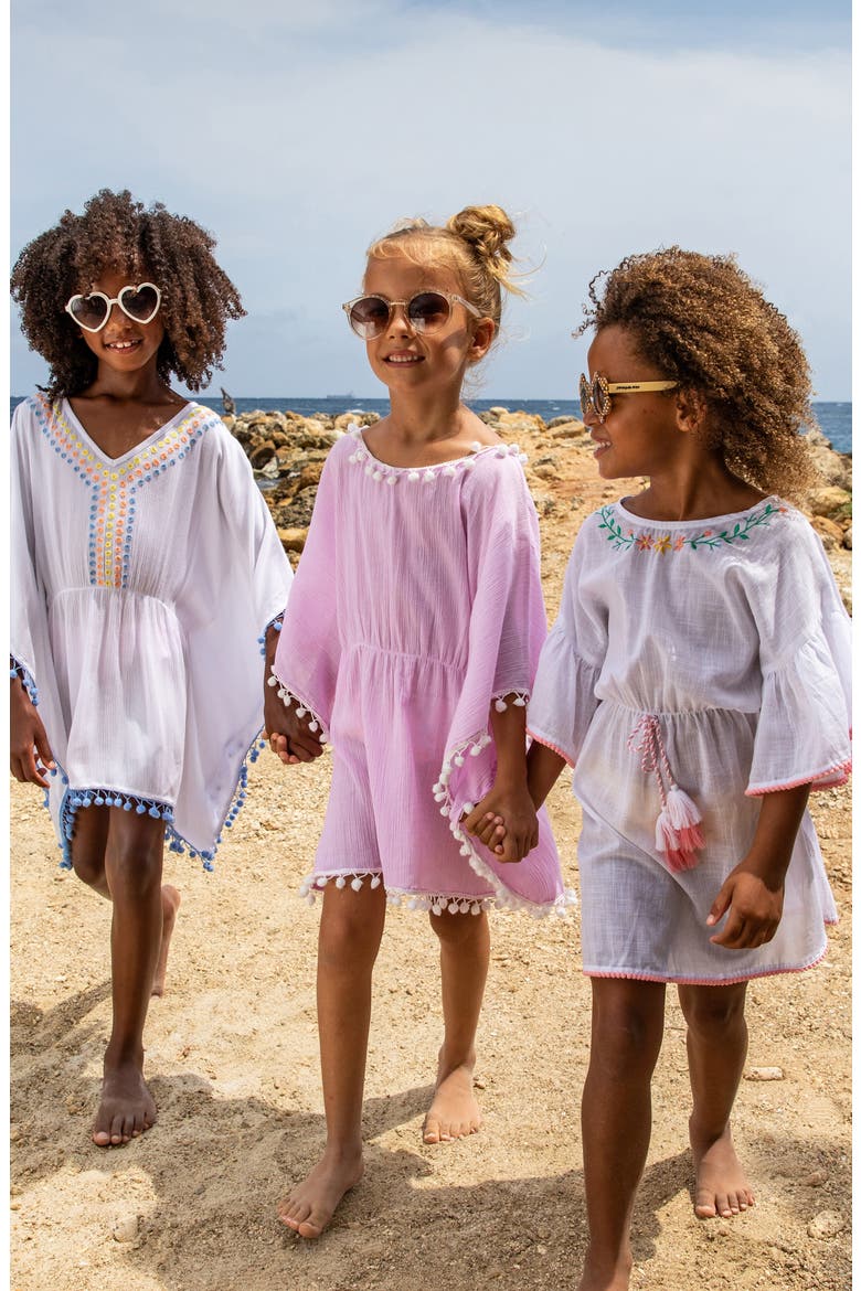 Kids' Spring Fling Embroidered Cotton Cover-Up Dress, Alternate, color, WHITE