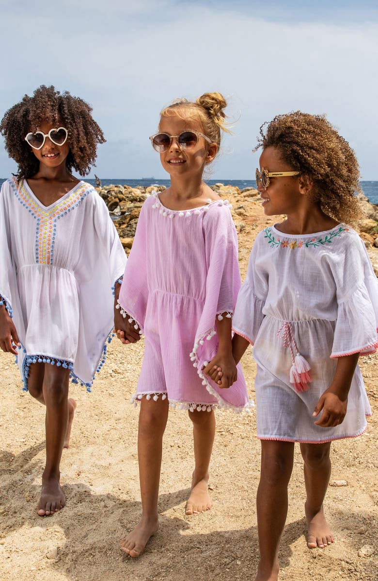 Snapper Rock Kids' Spring Fling Embroidered Cotton Cover-Up Dress, Alternate, color,