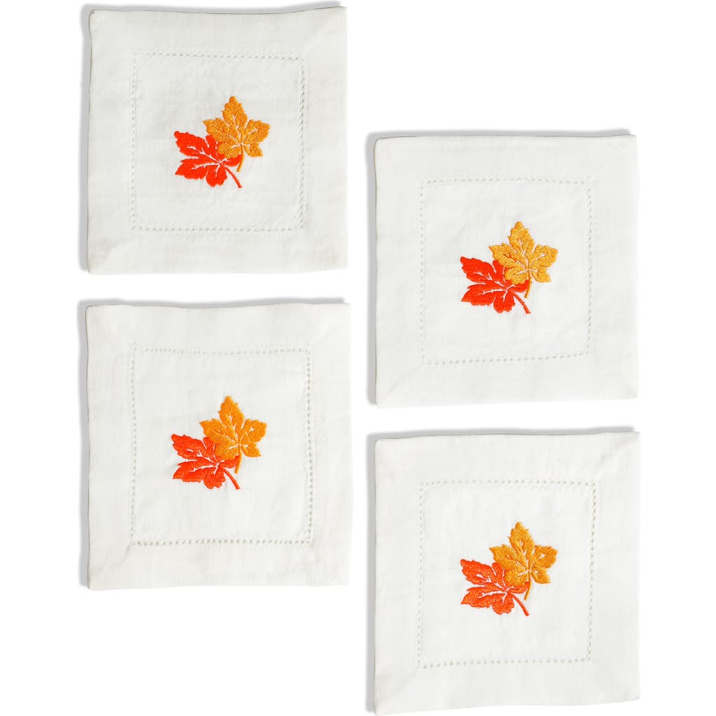 Tiramisu Set Of 4 Embroidered Coasters In White