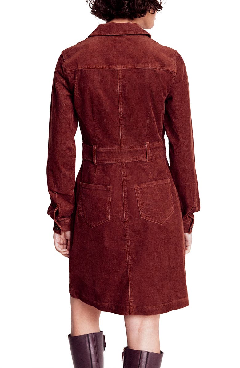 Boden Long Sleeve Corduroy Shirtdress, Alternate, color, Chestnut