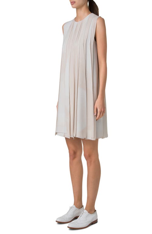Akris Chiaroscuro Print Silk Georgette Shift Dress In Greige