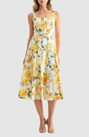 Mila Mae Belted Sleeveless Fit & Flare Midi Dress