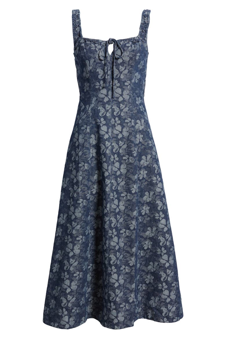 Floral Denim Midi Dress, Alternate, color, INDIGO