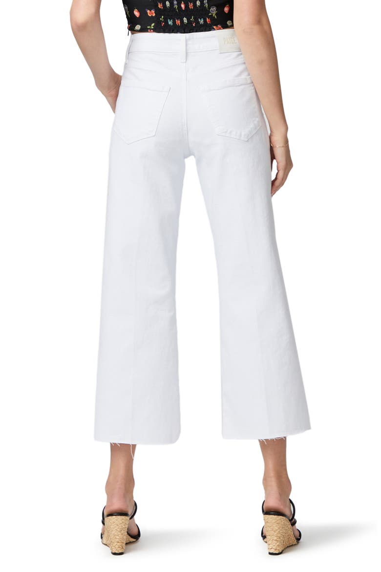 Anessa High Waist Raw Hem Ankle Wide Leg Jeans, Alternate, color, CRSP WHT