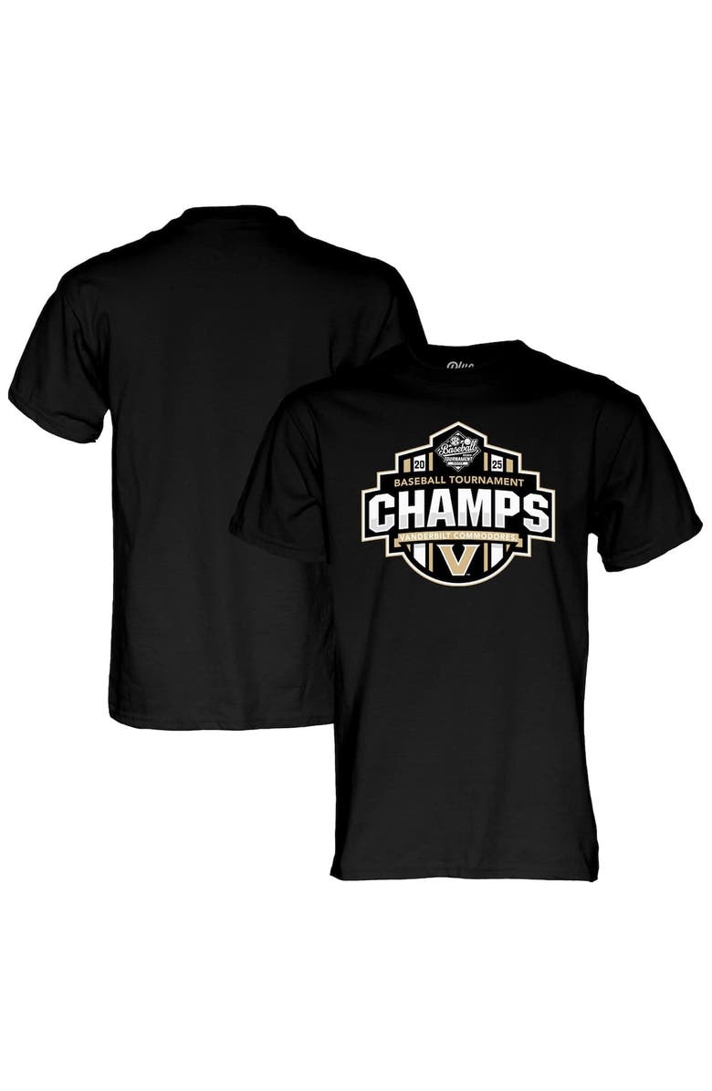 BLUE 84 Unisex Blue 84 Black Vanderbilt Commodores 2025 SEC Baseball Conference Tournament Champions T-Shirt, Main, color, 