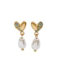 Fable England Forget-Me-Not Heart & Pearl Earrings