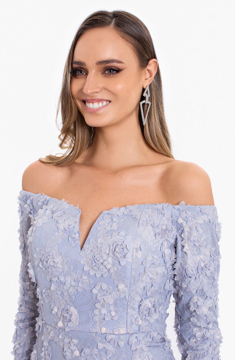 Xscape Evenings Xscape Off The Shoulder Long Sleeve Lace Trumpet Gown, Alternate, color, 