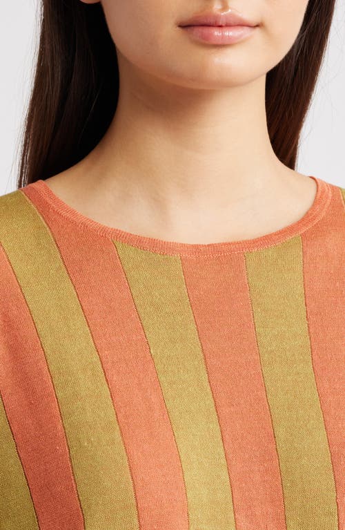 Emily Dawn Long Carlington Stripe Top In Orange