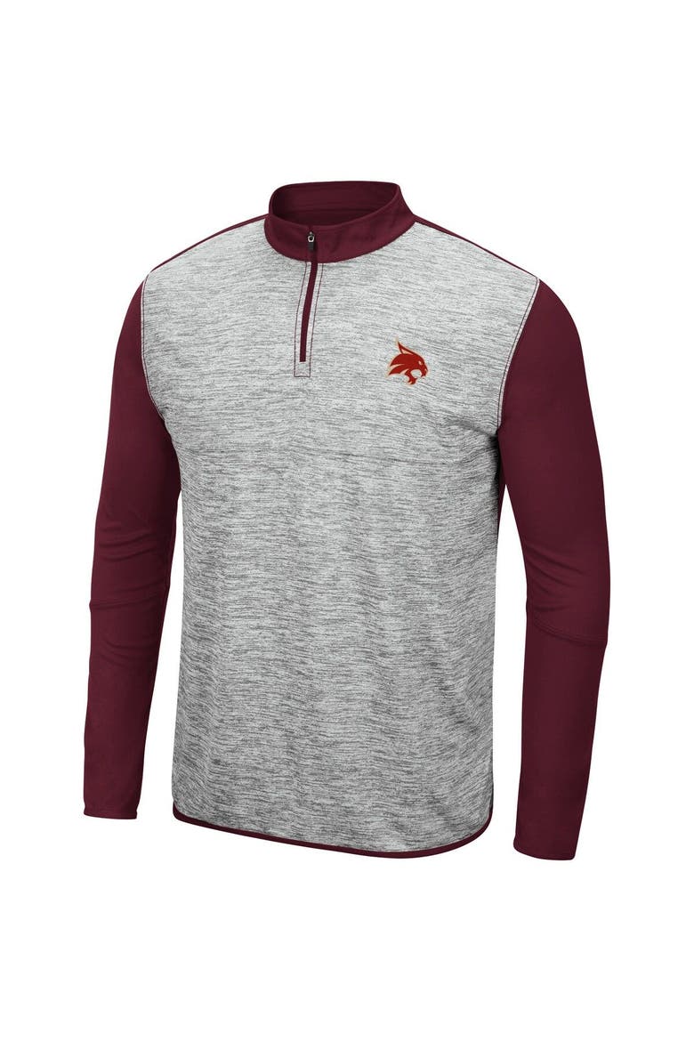 Men's Colosseum Heather Gray/Maroon Texas State Bobcats Prospect Quarter-Zip Jacket, Alternate, color, Heather Gray