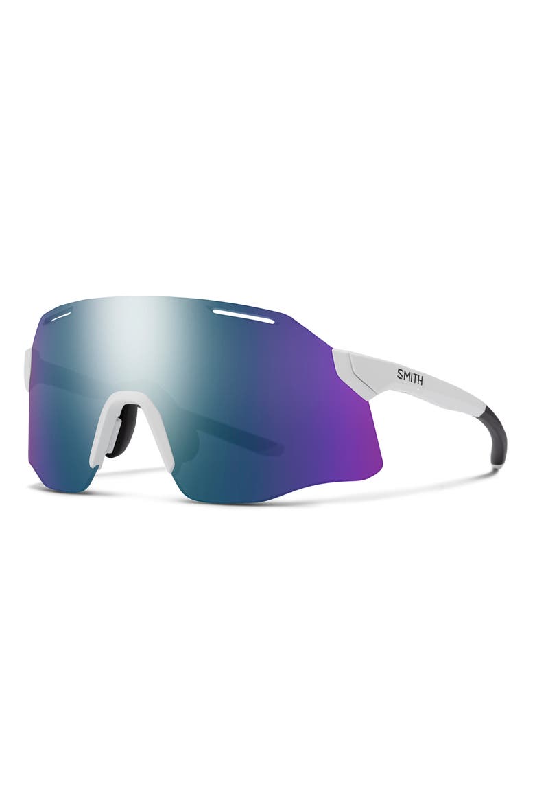 Vert 139mm ChromaPop™ Polarized Shield Sunglasses, Alternate, color, WHITE / CHROMAPOP VIOLET