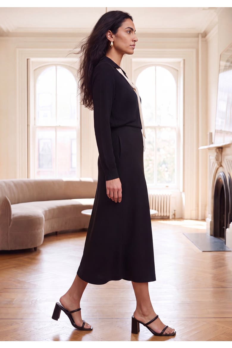 Pullover Tie Collar Sweater, Alternate, color, BLACK IVORY