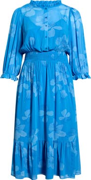 SUGARLIPS Surf Blossom Irene Smocked Midi Dress