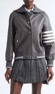 Thom Browne Oversized Raglan Sleeve Leather Blouson Jacket