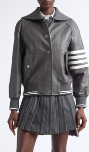 Thom Browne Oversized Raglan Sleeve Leather Blouson Jacket