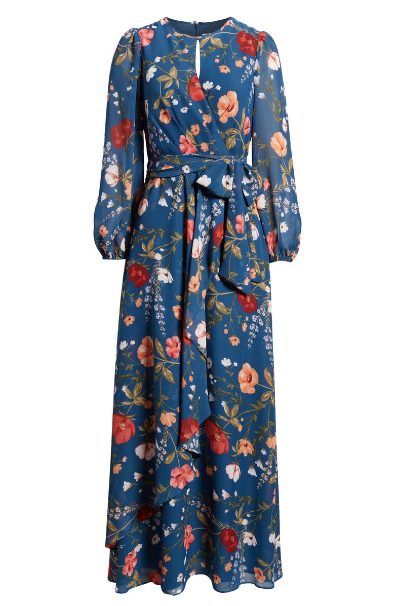 Eliza J Floral Long Sleeve Maxi Dress, Alternate, color, 