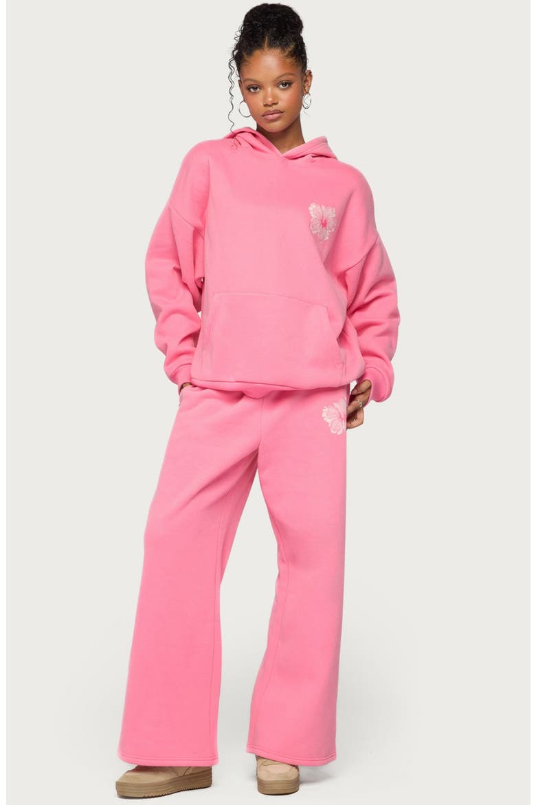Tropical Bloom Wide Leg Sweatpants, Alternate, color, HOT-PINK
