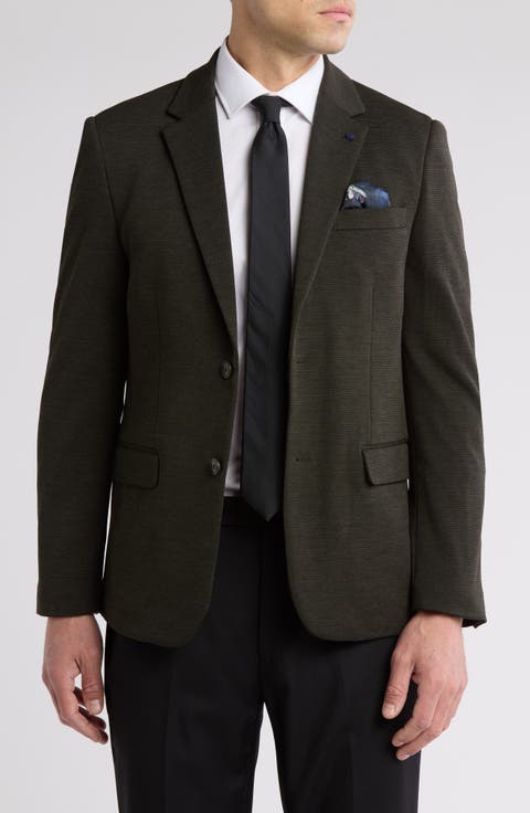 Textured Notch Lapel Double Button Blazer