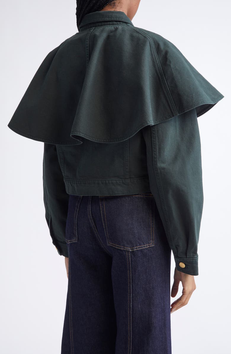 Ulla Johnson The Agata Cape Denim Jacket, Alternate, color, Hunter