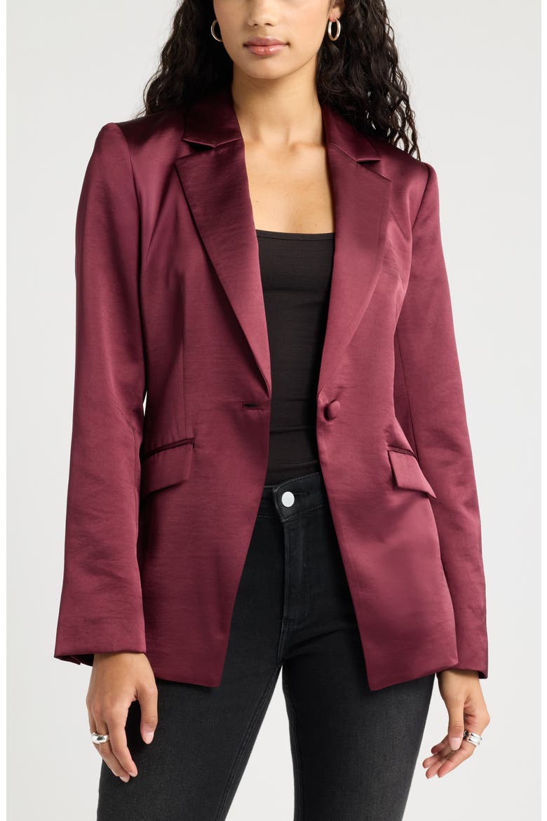 Satin Blazer, Main, color, BURGUNDY BANNER