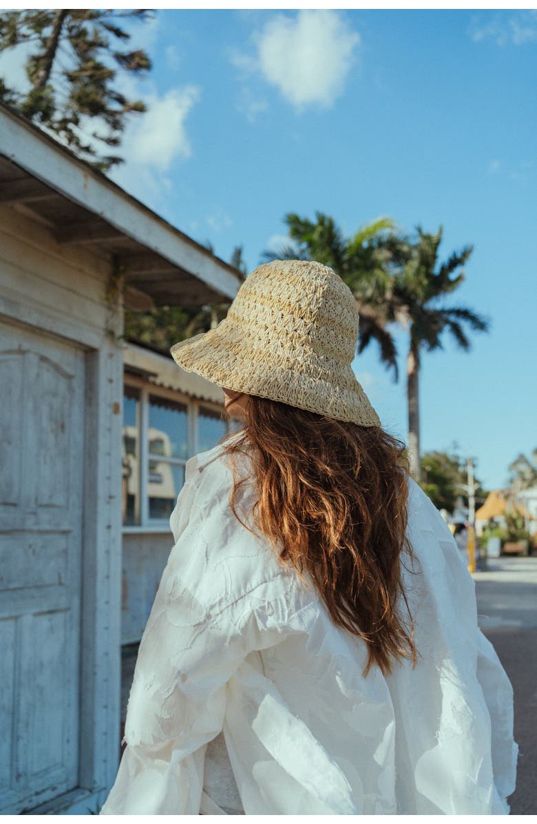 Lost Pattern "Linea" Packable Straw Hat, Alternate, color, Khaki