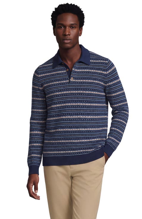 Long Sleeve Cashtouch Fairisle Sweater Polo