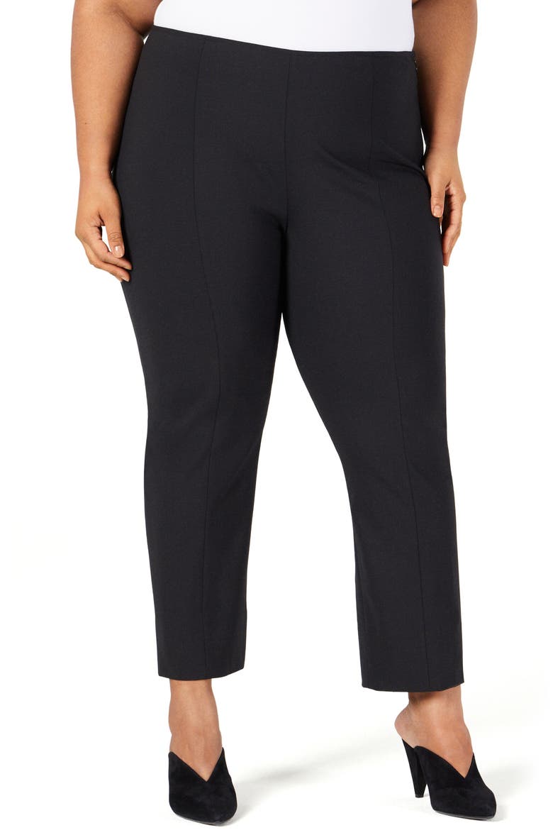 Flat Front Virgin Wool Blend Crop Pants, Main, color, BLACK