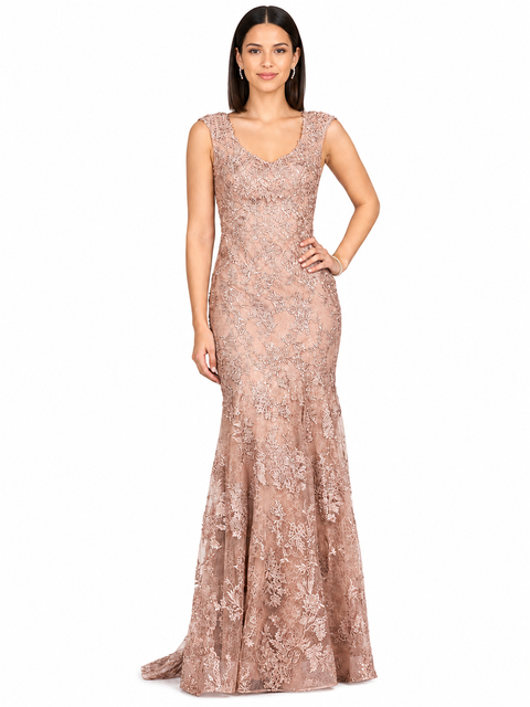 Sleeveless Mermaid Lace Embroidered Gown