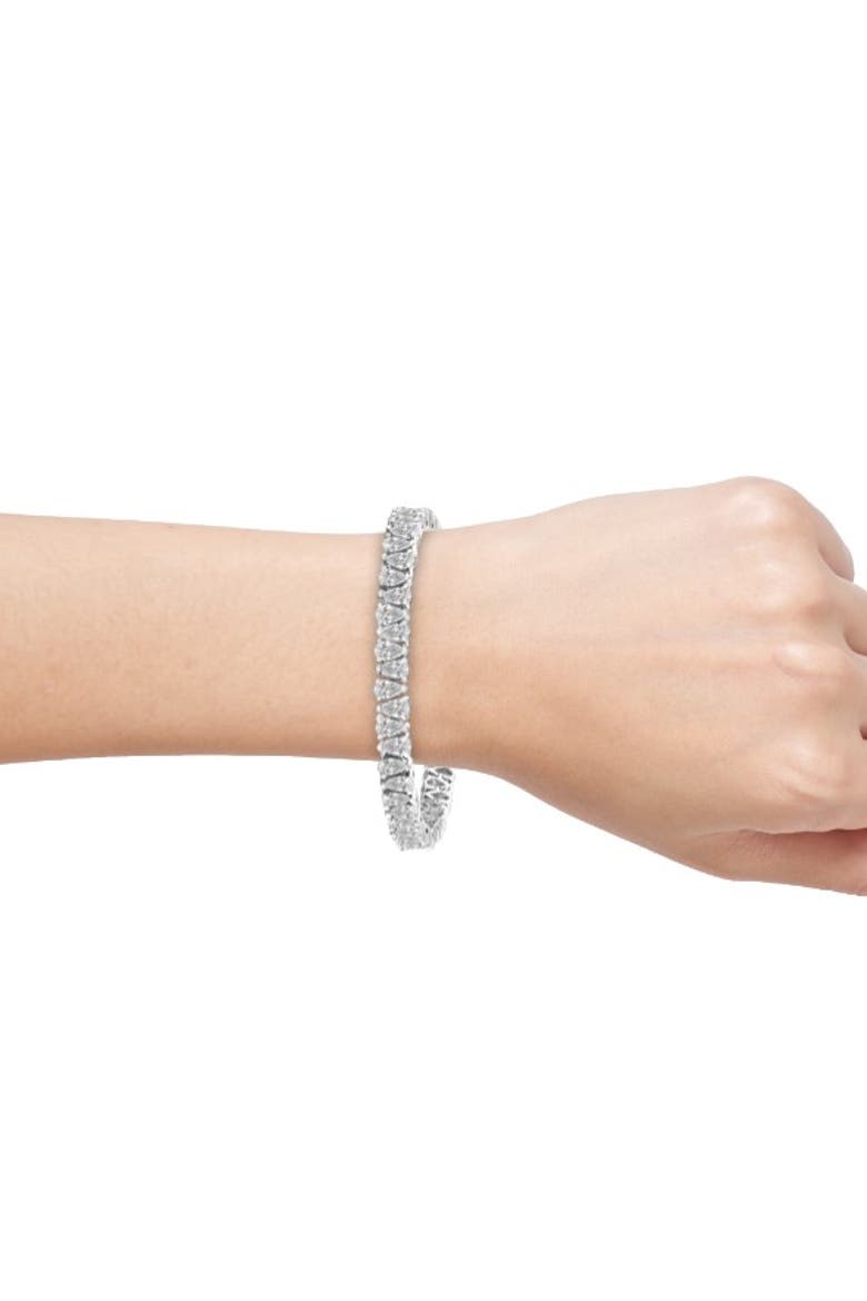 10Ct Pear Shape Diamond Tennis Bracelet Wide 14k Gold Lab Grown, Alternate, color, 14k White Gold