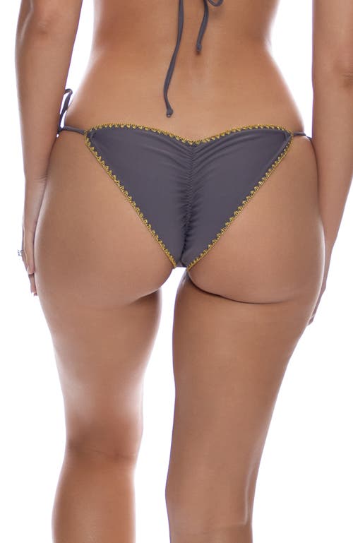 Luli Fama Seamless Wavy Ruched Back Brazilian Tie Side Bottom In Blue