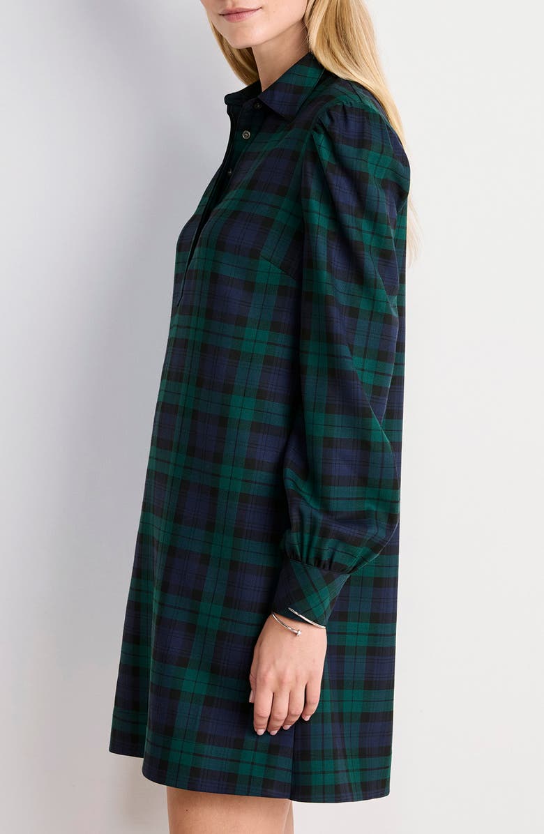 vineyard vines Long Sleeve Plaid Wool Blend Popover Shirtdress, Alternate, color, Yuletide Blackwatch