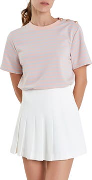 English Factory Button Stripe Jersey T-Shirt