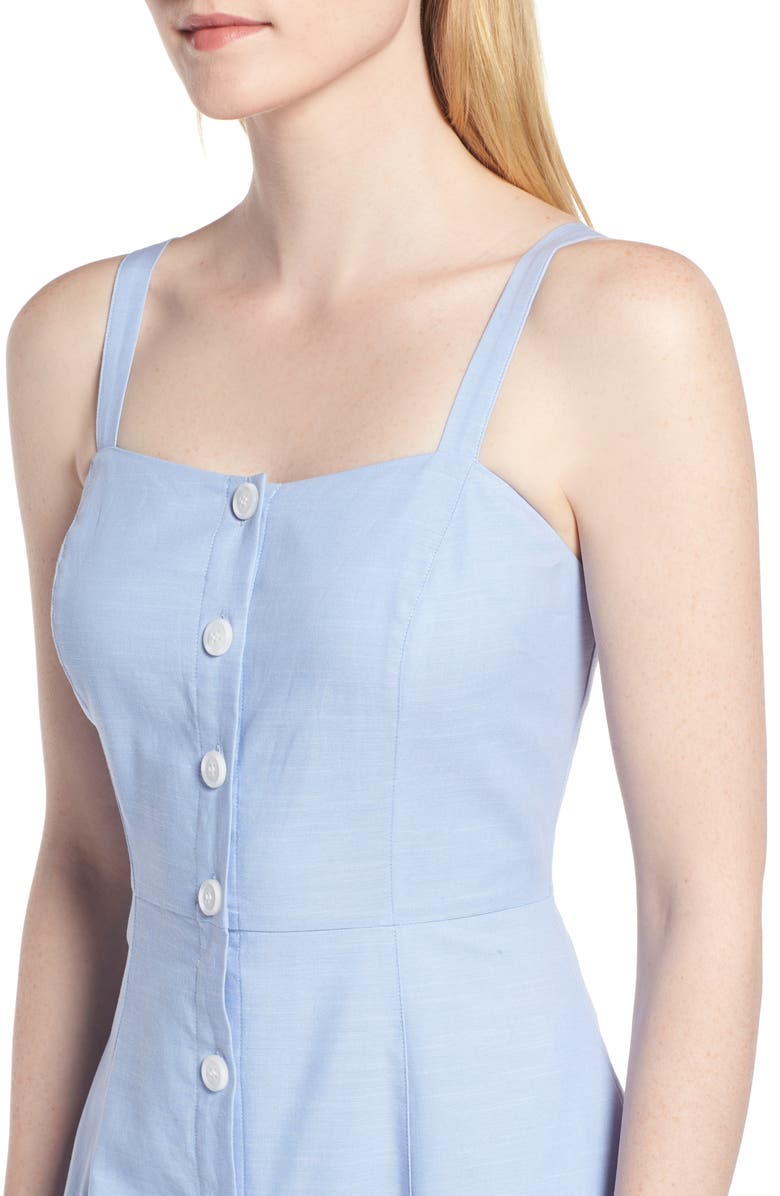 1901 Button Front Chambray Cotton Dress, Alternate, color, 