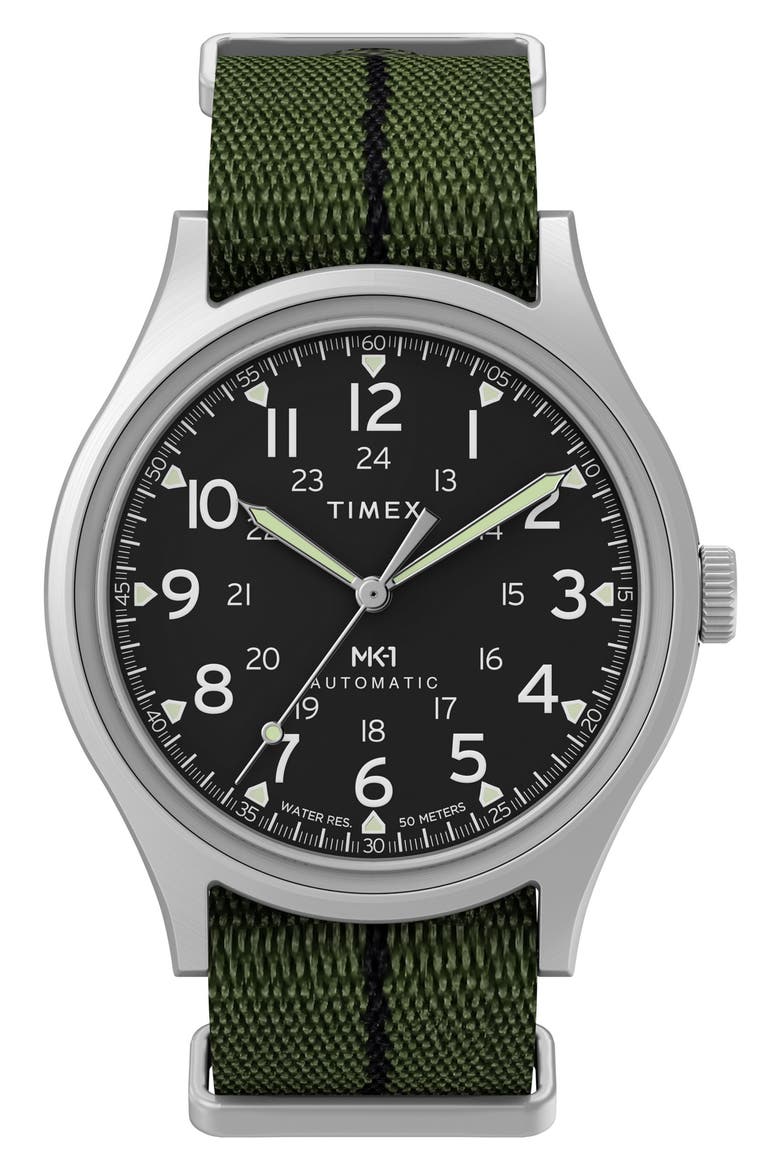 MK1 Automatic Webbing Strap Watch, 40mm, Main, color, SILVER-TONE
