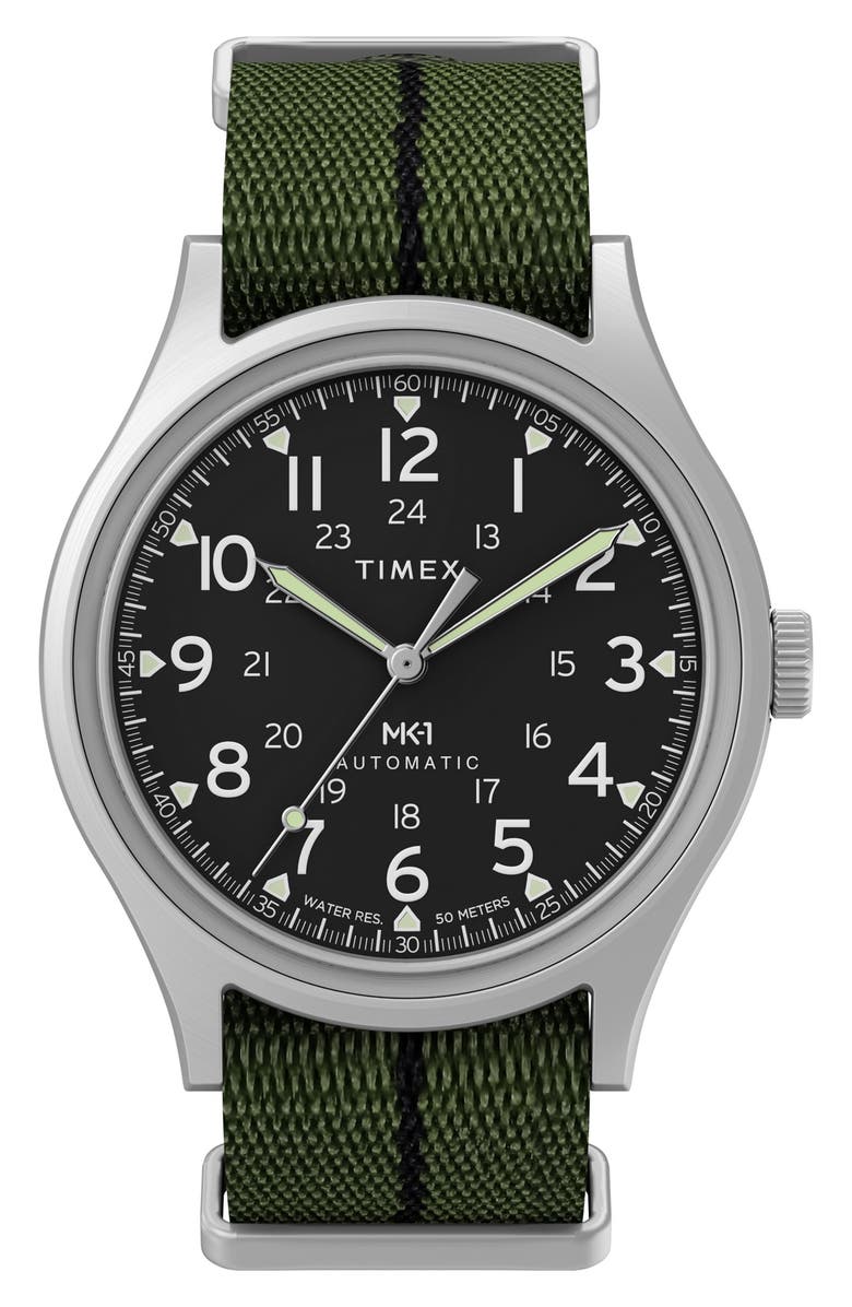 Timex<sup>®</sup> MK1 Automatic Webbing Strap Watch, 40mm, Main, color, Silver-Tone