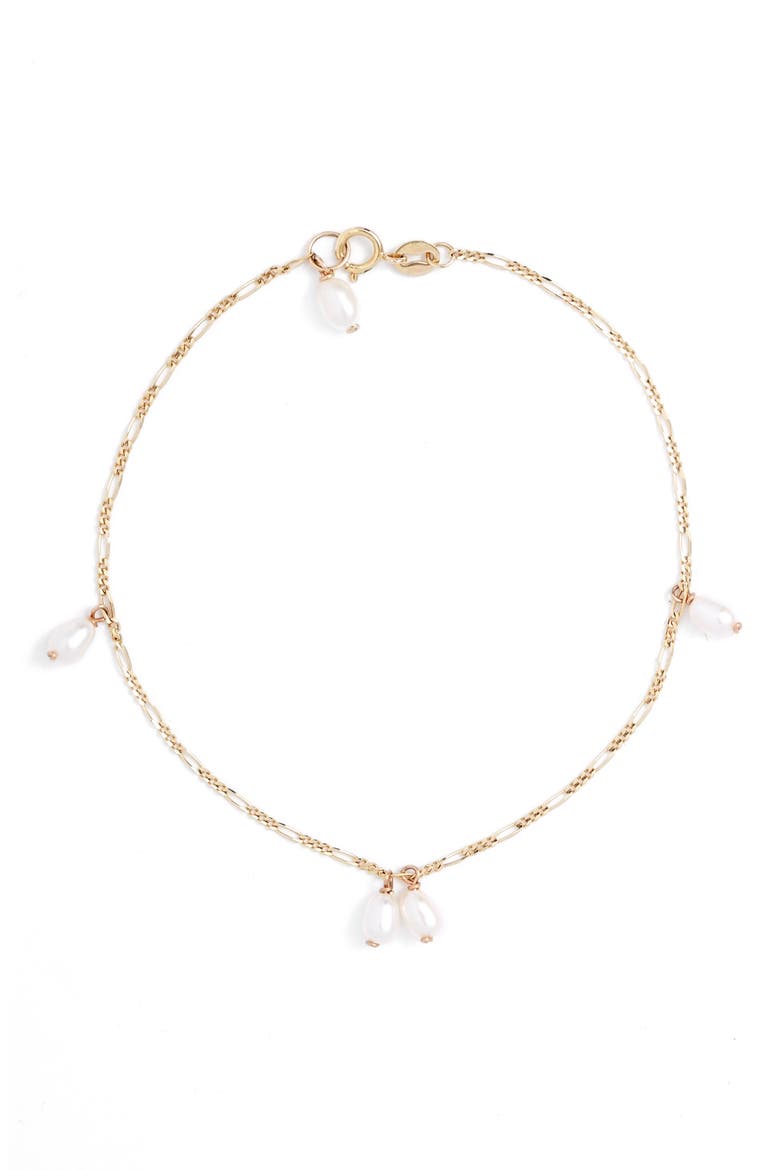 Keshi Pearl Charm Bracelet, Main, color, 14K YELLOW GOLD