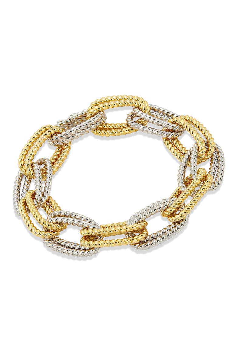 Two-Tone Double Link Bracelet, Main, color, WHITE
